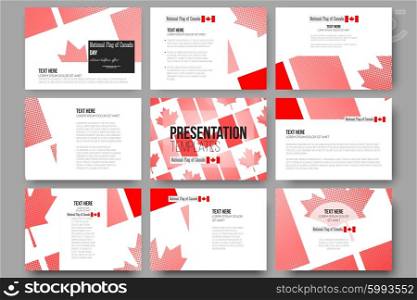 Vector templates for presentation slides. National Flag of Canada Day. Abstract dotted background. Set of 9 vector templates for presentation slides. National Flag of Canada Day. Abstract dotted vector background