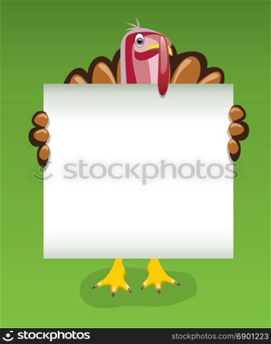 vector thanksgiving day design of turkey holding blank sheet of paper