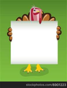 vector thanksgiving day design of turkey holding blank sheet of paper
