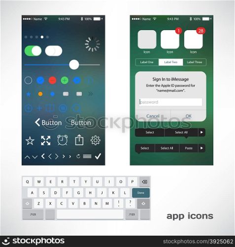 Vector thin icons design set for app smartphone