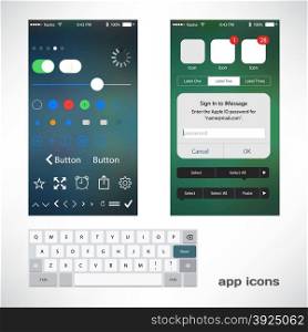 Vector thin icons design set for app smartphone