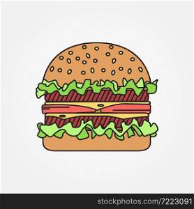Vector thin line icon burger. For web design and application interface, also useful for infographics. Vector illustration.. Vector thin line icon burger. For web design and application in