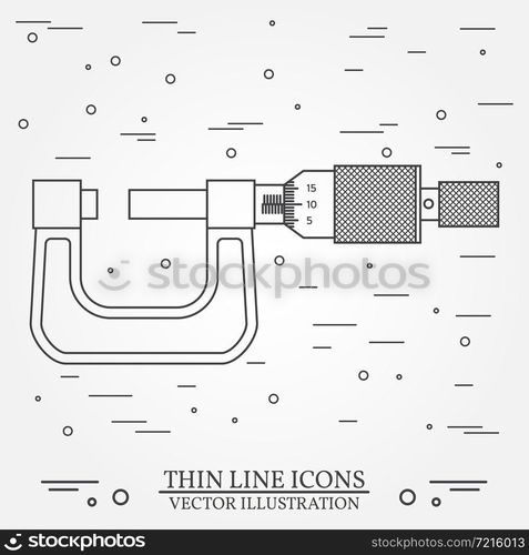 Vector thin line icon micrometer. For web design and application interface, also useful for infographics. Vector dark grey. Vector illustration.. Vector thin line icon micrometer. For web design and applicatio