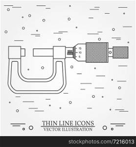 Vector thin line icon micrometer. For web design and application interface, also useful for infographics. Vector dark grey. Vector illustration.. Vector thin line icon micrometer. For web design and applicatio