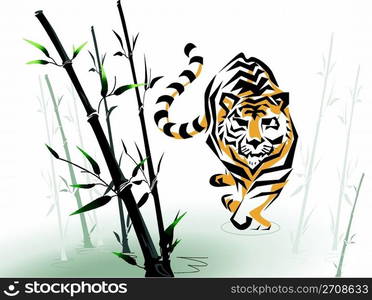 Vector tiger in bamboo