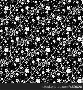 Vector tiny flowers pattern. Monochrome seamless pattern for fabric or packaging design.