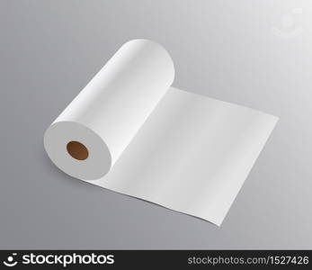 Vector Tissue paper roll long on gray background, illustration