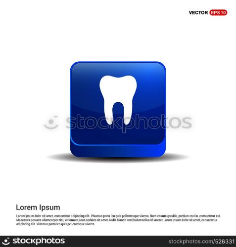 Vector Tooth Icon - 3d Blue Button.