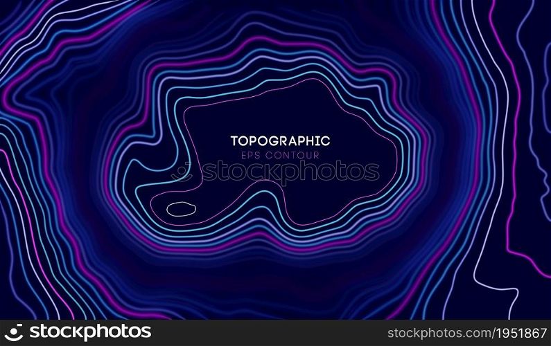 Vector Topographic map with blur effect. Geographic mountain topography vector illustration.. Vector Topographic map with blur effect contour background. Topo map with elevation. Contour map vector. EPS 10.