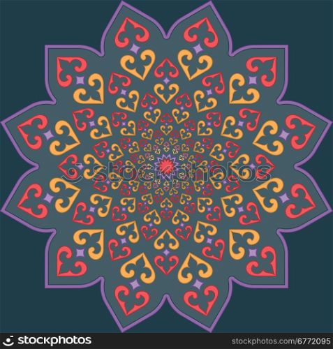 vector Traditional Muslim ornament . Traditional blue and red Muslim vintage Geometric infinite pattern in bright colors on the white background
