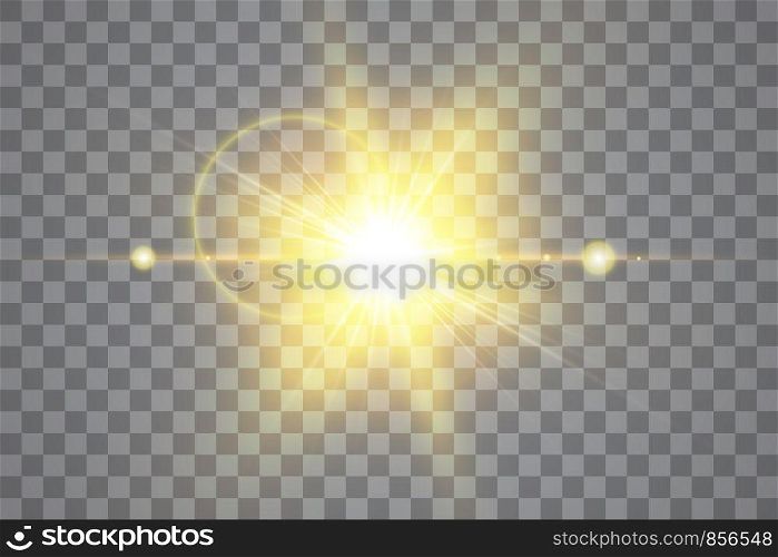 Vector transparent sunlight special lens flare light effect. Isolated sun flash rays and spotlight. White front translucent sunlight background. Blur abstract glow glare decor element. Star burst.. Vector transparent sunlight special lens flare light effect. Isolated sun flash rays and spotlight. White front translucent sunlight background. Blur abstract glow glare decor element. Star burst