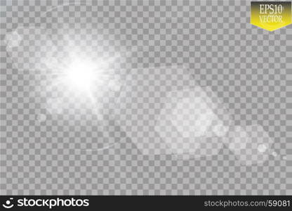 Vector transparent sunlight special lens flare light effect. Sun flash with rays and spotlight. Vector transparent sunlight special lens flare light effect. Sun flash with rays and spotlight. eps 10