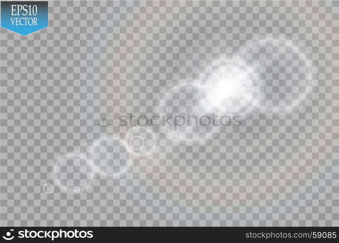 Vector transparent sunlight special lens flare light effect. Sun flash with rays and spotlight. Vector transparent sunlight special lens flare light effect. Sun flash with rays and spotlight. eps 10