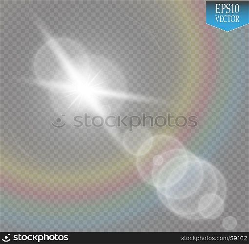 Vector transparent sunlight special lens flare light effect. Sun flash with rays and spotlight. Vector transparent sunlight special lens flare light effect. Sun flash with rays and spotlight. eps 10
