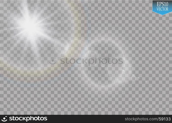 Vector transparent sunlight special lens flare light effect. Sun flash with rays and spotlight. Vector transparent sunlight special lens flare light effect. Sun flash with rays and spotlight. eps 10