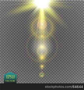 Vector transparent sunlight special lens flare light effect. Sun flash with rays and spotlight. Vector transparent sunlight special lens flare light effect. Sun flash with rays and spotlight on transparent backgraund