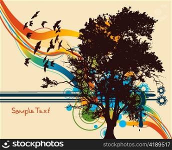vector tree with colorful background