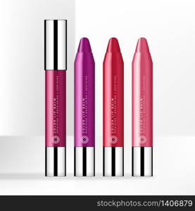 Vector Trendy Color Lip Balm Pen with Gloss Silver Cap