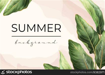 Vector trendy palm leaves frame background with place for text. Summer eco tropical design. Backdrop template for invitation, card, poster, web