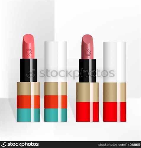 Vector Trendy Vibrant Color Lipstick Tube Packaging