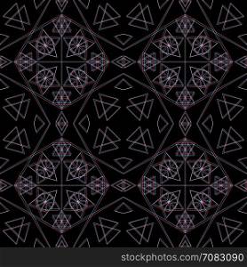 vector triangle abstract sacred geometry decoration sign anaglif colored three-dimensional illustration black background seamless pattern