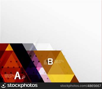 Vector triangle banner, colorful geometric shapes with option infographic, minimalistic design