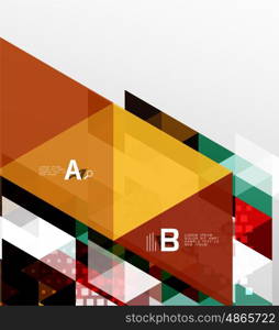 Vector triangle banner, colorful geometric shapes with option infographic, minimalistic design