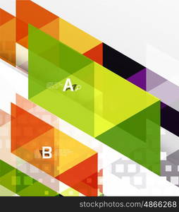 Vector triangle banner, colorful geometric shapes with option infographic, minimalistic design