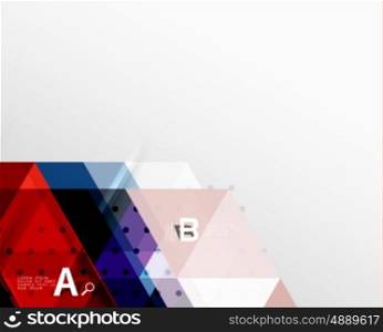 Vector triangle banner, colorful geometric shapes with option infographic, minimalistic design