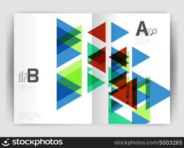 Vector triangle business annual report cover print template. Vector triangle business annual report cover print template. Brochure template layout, abstract cover design annual report, magazine, flyer or booklet. Geometric background