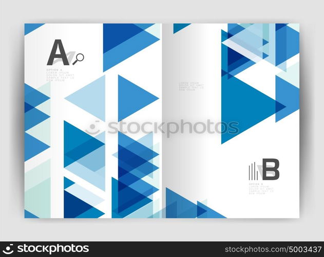 Vector triangle business annual report cover print template. Vector triangle business annual report cover print template. Brochure template layout, abstract cover design annual report, magazine, flyer or booklet. Geometric background