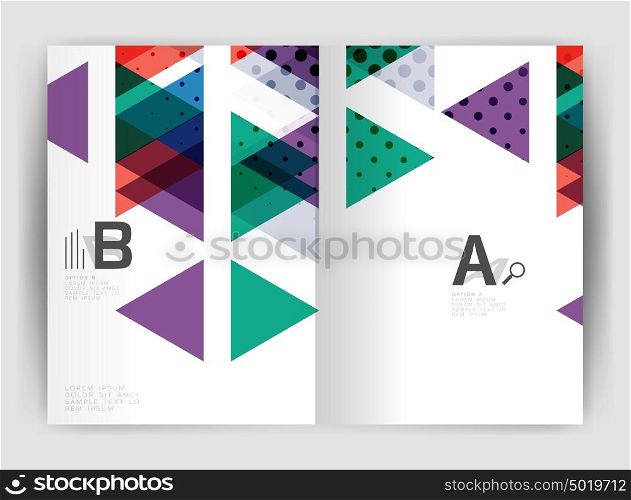 Vector triangle business annual report cover print template. Vector triangle business annual report cover print template. Brochure template layout, abstract cover design annual report, magazine, flyer or booklet. Geometric background