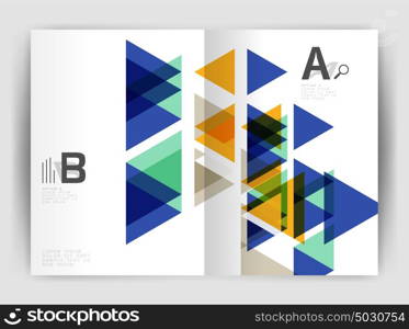 Vector triangle business annual report cover print template. Vector triangle business annual report cover print template. Brochure template layout, abstract cover design annual report, magazine, flyer or booklet. Geometric background