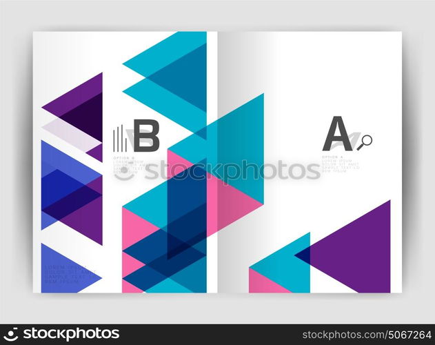 Vector triangle business annual report cover print template. Vector triangle business annual report cover print template. Brochure template layout, abstract cover design annual report, magazine, flyer or booklet. Geometric background