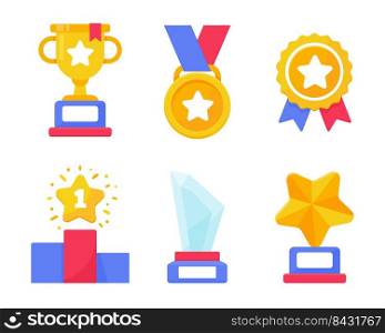 Vector trophies and medals of victory for sports ch&ions Success concept
