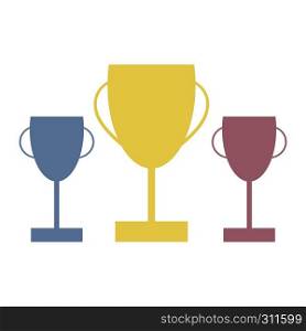 Vector trophies for the top three competitors in gold, silver and bronze