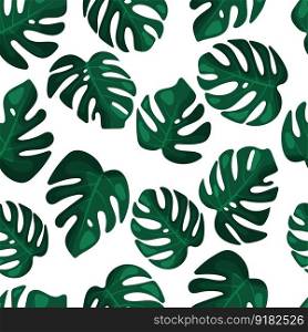 Vector tropical jungle leaves on white background seamless pattern. Philodendron or monstera backdrop for wallpaper, print, textile, fabric, wrapping. Floral pattern with monstera leaf.