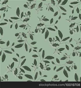 Vector tropical leave wallpaper. Modern abstract garden floral or botanical illustration on dark green backdrop. Summer pink flowers and foliage, seamless pattern in hand drawn style 