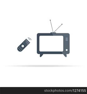 vector TV and remote control icon with flare