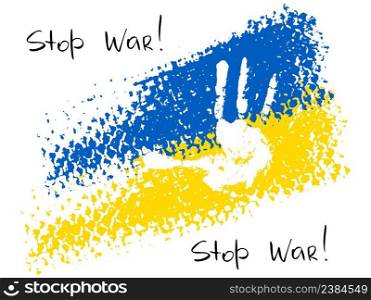 Vector ukraine flag with palm with stop the war in Ukraina. Vector ukraine flag with palm with stop the war in ukraina.