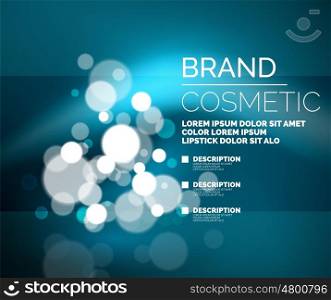 Vector universal glamorous cosmetic blank advertising template with shiny place for your object with sparkles, glittering and promotion sample text
