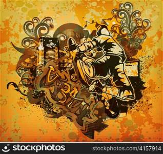 vector urban background with skater