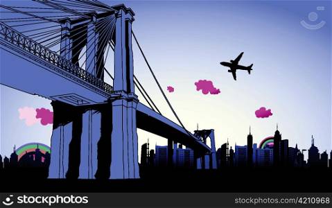 vector urban illustration with bridge