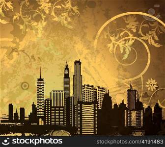 vector urban illustration with city