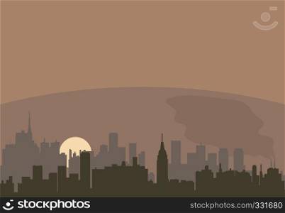 vector urban landscape of a city pollution