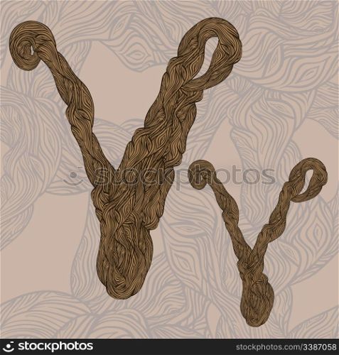 "vector "v" letter of oak tree wooden texture on seamless wooden background"