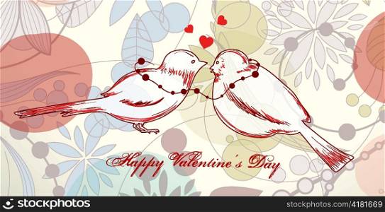 vector valentine&acute;s background with birds