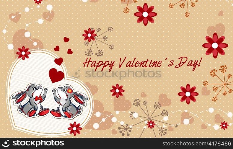 vector valentine&acute;s background with bunny