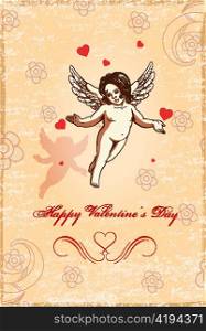 vector valentine&acute;s day background with angel