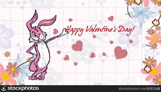 vector valentine&acute;s day background with bunny